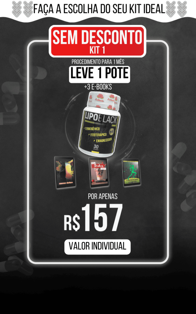 Kit 1 Lipo Black Turbo - Procedimento de 1 mês com 1 pote e 3 e-books