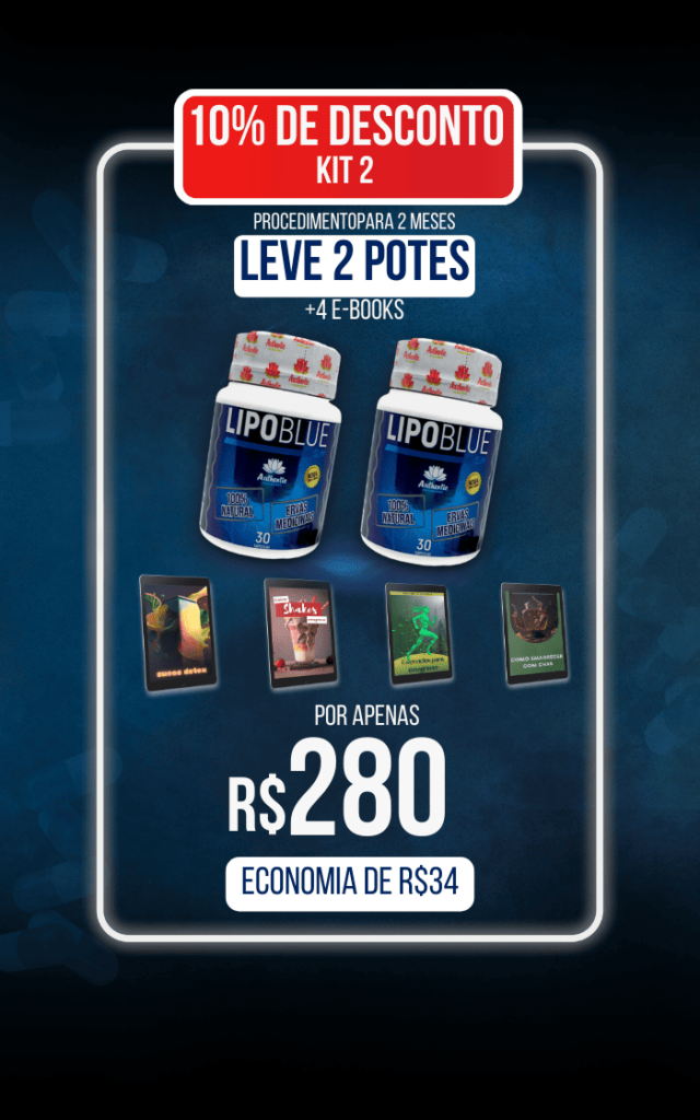 Kit 2: Procedimento de 2 meses com 2 potes de Lipo Blue Slim e 4 e-books bônus.