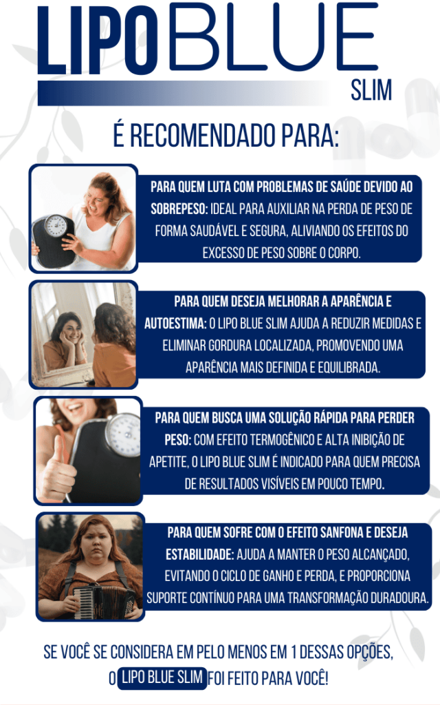 Recomendações do Lipo Blue Slim para diferentes necessidades de perda de peso.