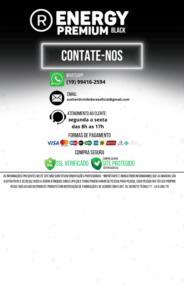 Contate-nos Energy Premium Black - Informações de Contato e Segurança