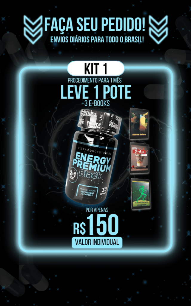 Energy Premium Black - Kit 1 com 1 pote e 3 e-books por R$150