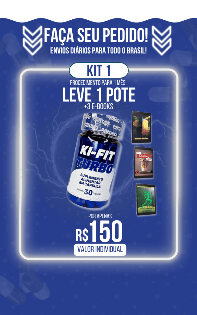 Ki-Fit Turbo com destaque para o Kit 1: 1 pote e 3 e-books por R$150.