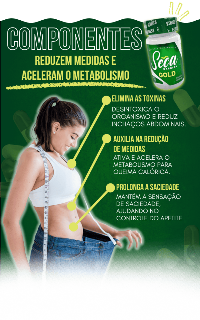 Componentes do Seca Barriga Gold - Redução de Medidas e Metabolismo.