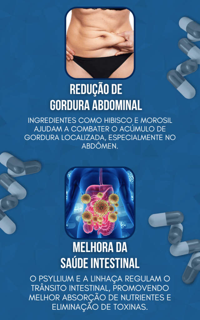 Benefícios do Slim Blue Loss: Redução de Gordura Abdominal e Saúde Intestinal.