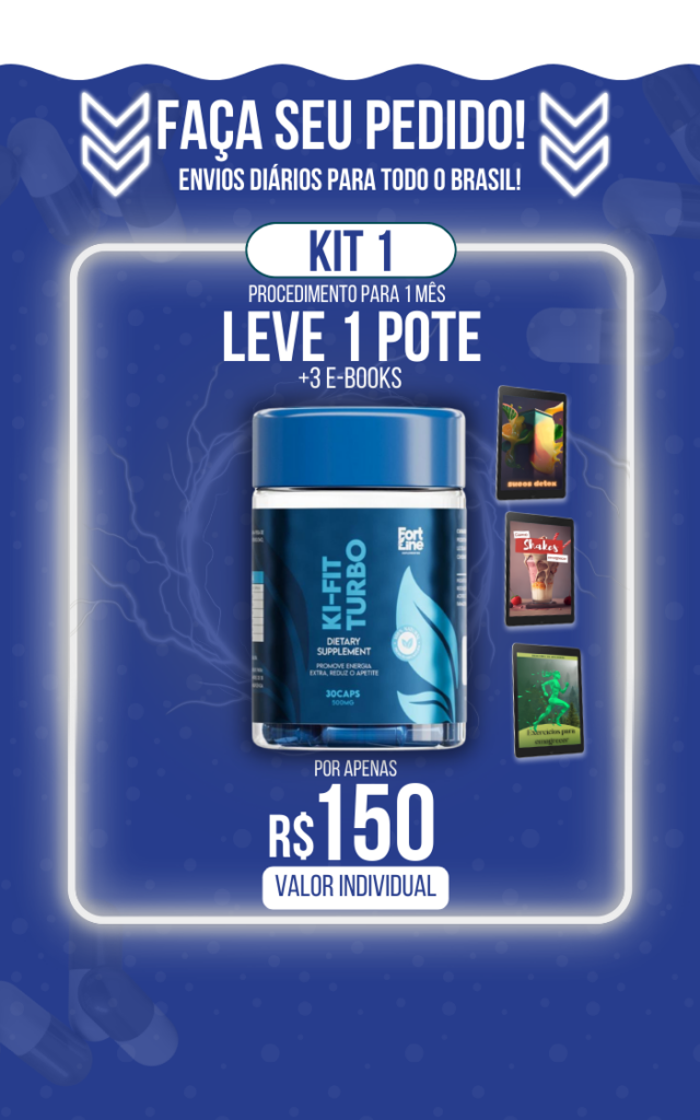 Ki-Fit Turbo com destaque para o Kit 1: 1 pote e 3 e-books por R$150.