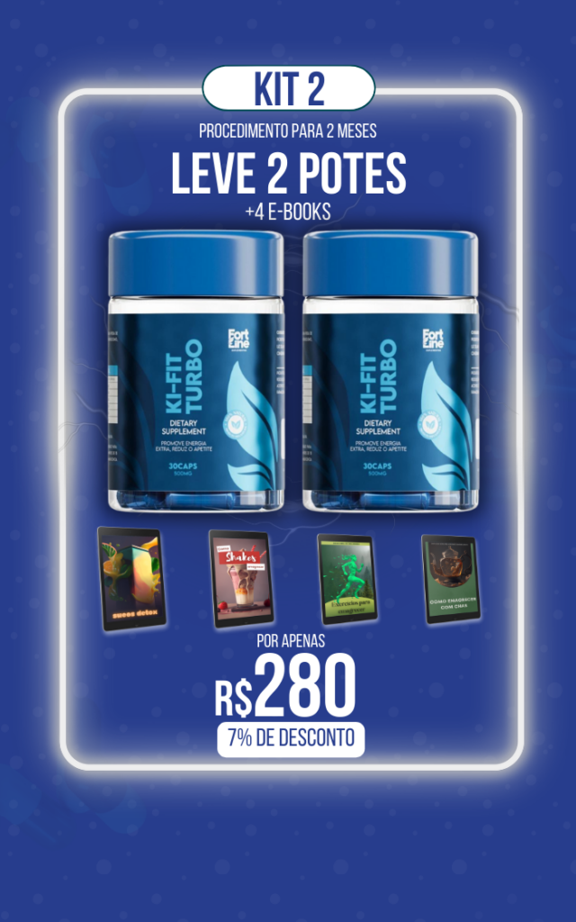 Kit 2 do suplemento Ki-Fit Turbo com 2 potes e 4 e-books por R$280.