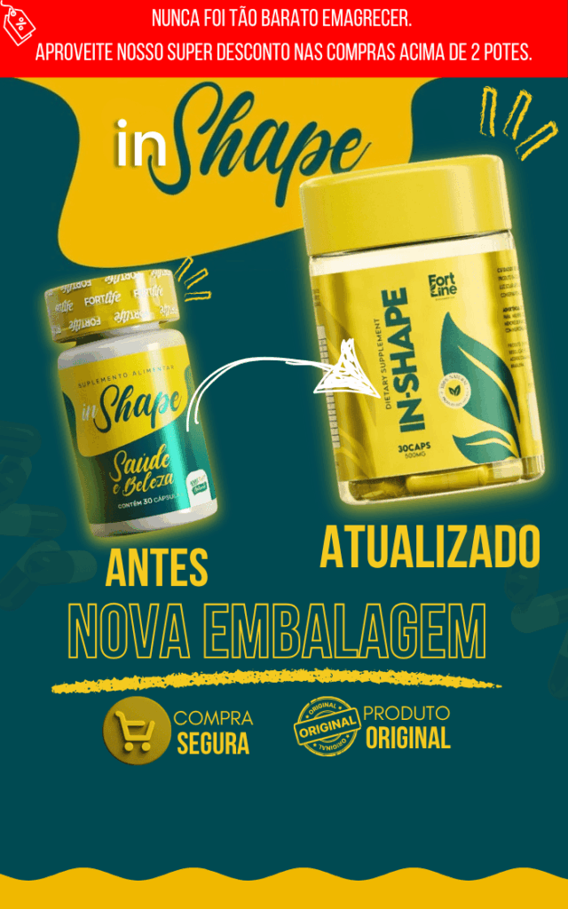 In shape Saúde e Beleza, com 30 cápsulas. Destaque para benefícios como produto original e compra segura.