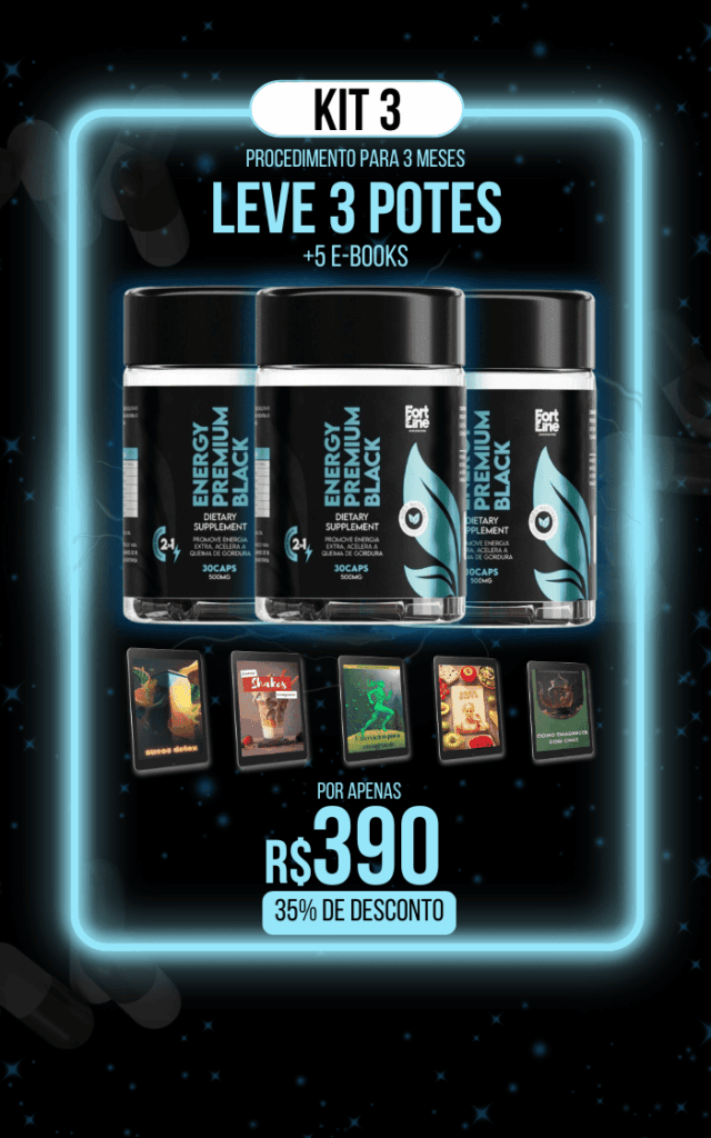 Energy Premium Black - Kit 3 com 3 potes e 5 e-books por R$390