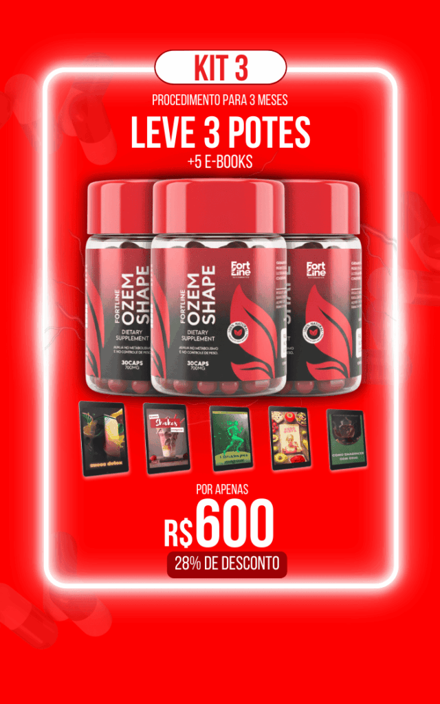 Kit 3 Ozem Shape com 3 potes e 5 e-books por R$600 com 28% de desconto