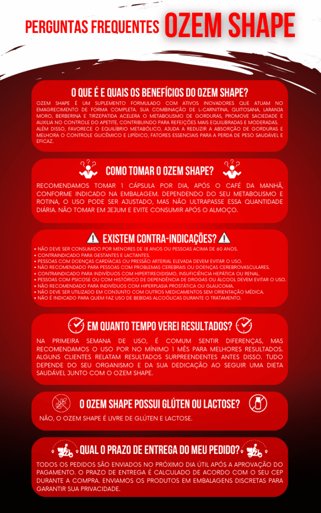 Perguntas frequentes sobre o Ozem Shape: benefícios, modo de uso, contraindicações e entrega