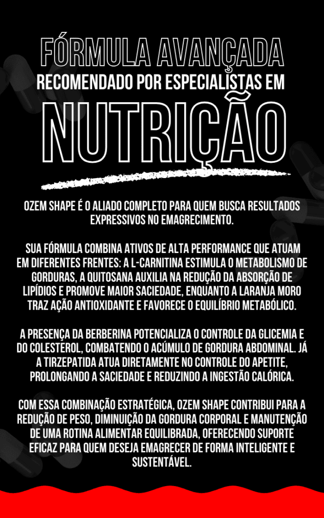 Fórmula avançada de Ozem Shape recomendada por especialistas em nutrição